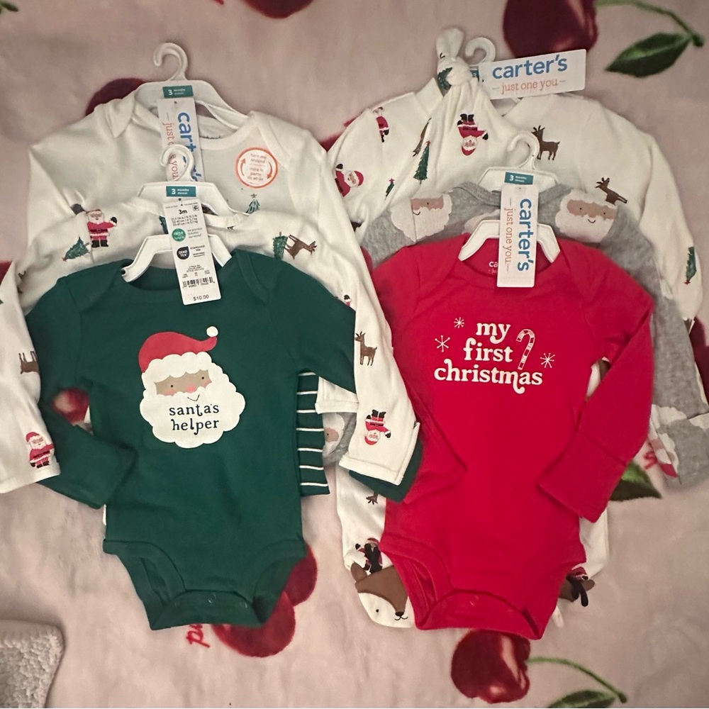 Carter's Festive Bodysuit Collection - Green, Red, White, Gray